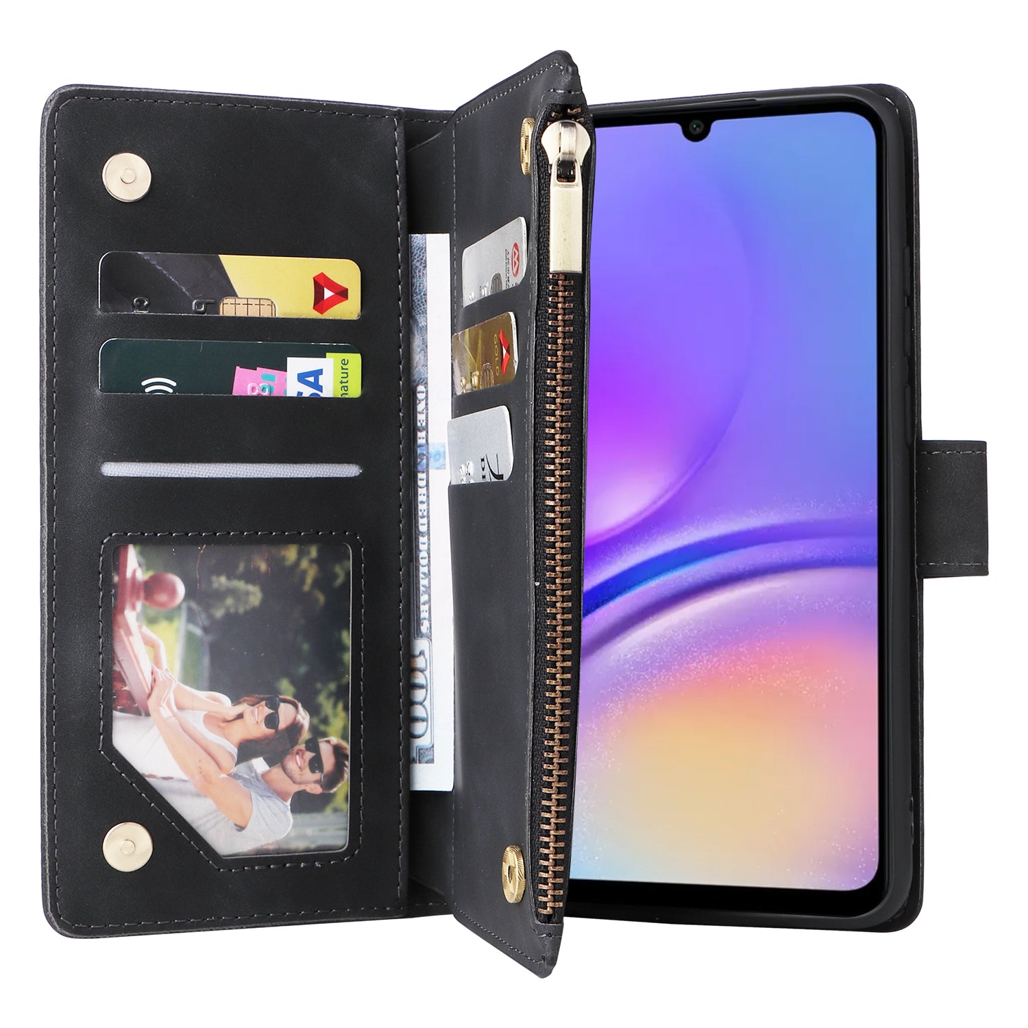For Samsung Galaxy A05 4G Case Multiple Card Slots Anti-fall Zipper Pocket Leather Phone Cover For Samsung Galaxy A05 4G Case Multiple Card Slots Anti-fall Zipper Pocket Leather Phone Cover